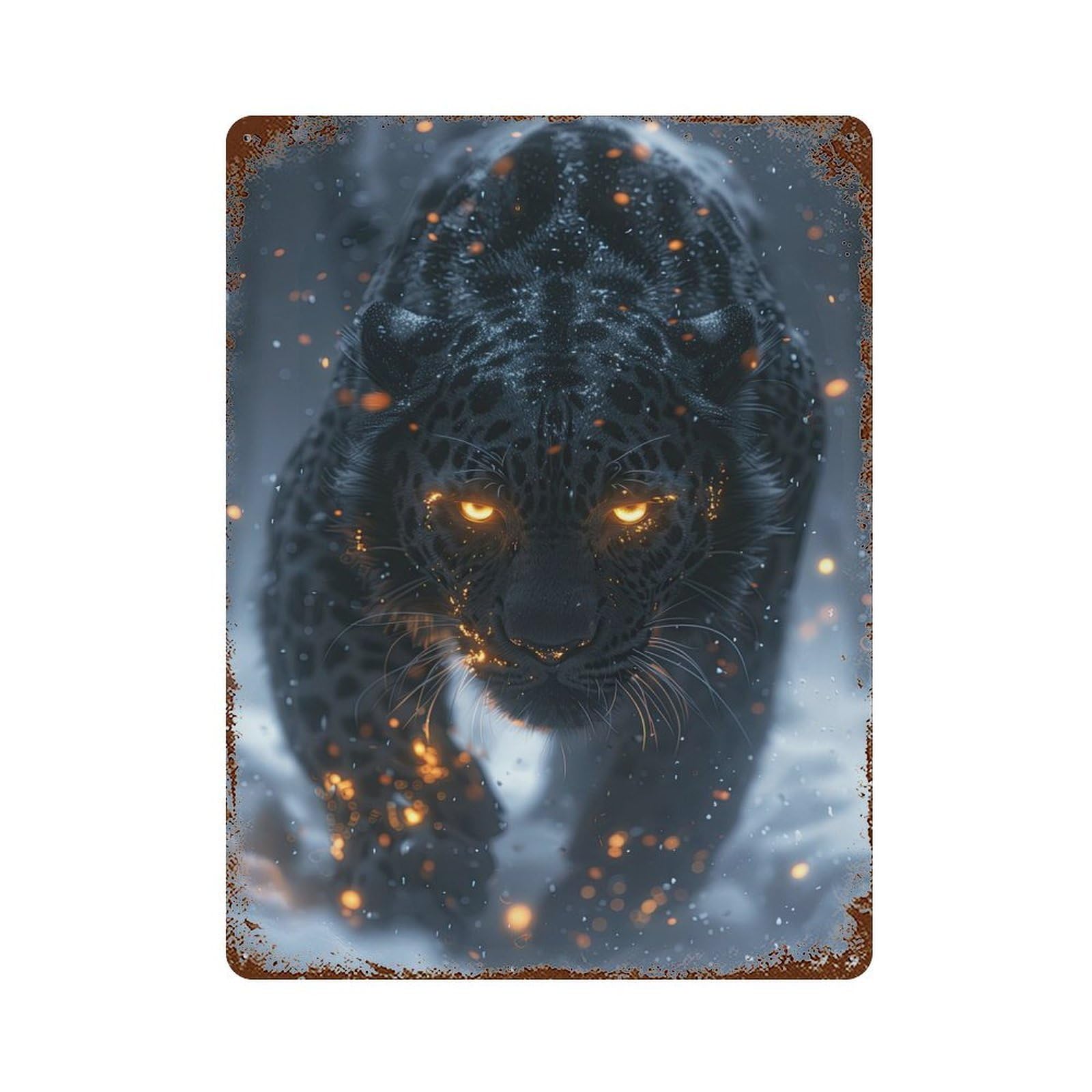 Garage Style Mythical Black Leopard Vintage Rust Metal Sign 15.7"x11.8", Vintage Wall Decor for Bar And Workshop