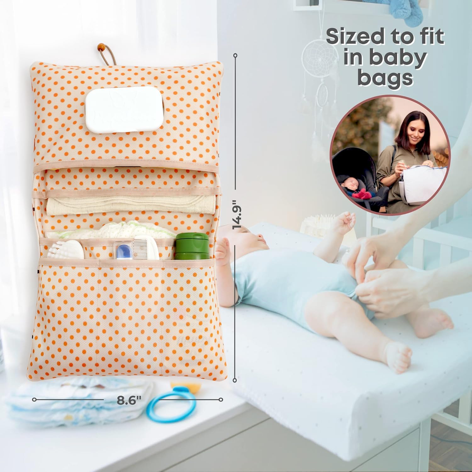 HAMUR Baby Diaper Bag Organizer – Compact & Foldable Stroller Pouch for Newborn Essentials | Travel-Friendly | Fits Boys & Girls (Halloween)