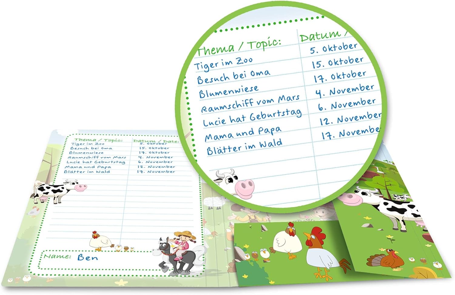HERMA 19832 Sammelmappe DIN A3 Kindergarten Bauernhof, stabile Pappe, Ordnungsmappe mit vollständigen Innendruck und Gummizug, Zeichenmappe für Kinder, Mädchen und Jungen