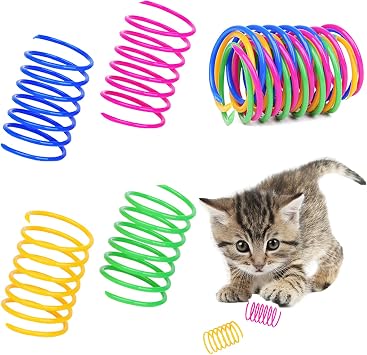 ISMARTEN Cat Spring Toys Pet Wide Plastic Colorful Springs Cat Toys for Cat Kitten Pets Random Color 10pcs
