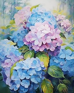 QACEYID Paint by Numbers, Tropical Oasis Hydrangeas, Adult Crafts Adult Paint by Number Kits, Arts Crafts for Home Decor No Frame, 40x50cm