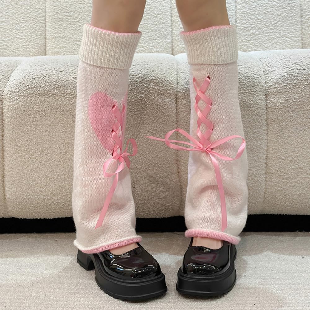 Leg Warmer Leg Socks Lolita Love Sweet Knitted Leg Calf Cute Ribbon JK Spicy Girl
