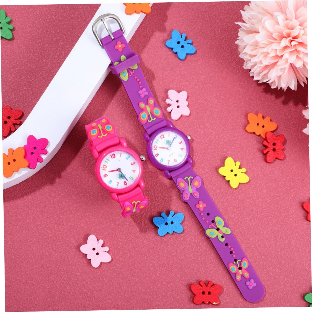 COLLBATH 2 Pcs Watches for Boys and Silicone Cartoon Insect Motif Accurate Timekeeping Read Arabic Numerals Purple