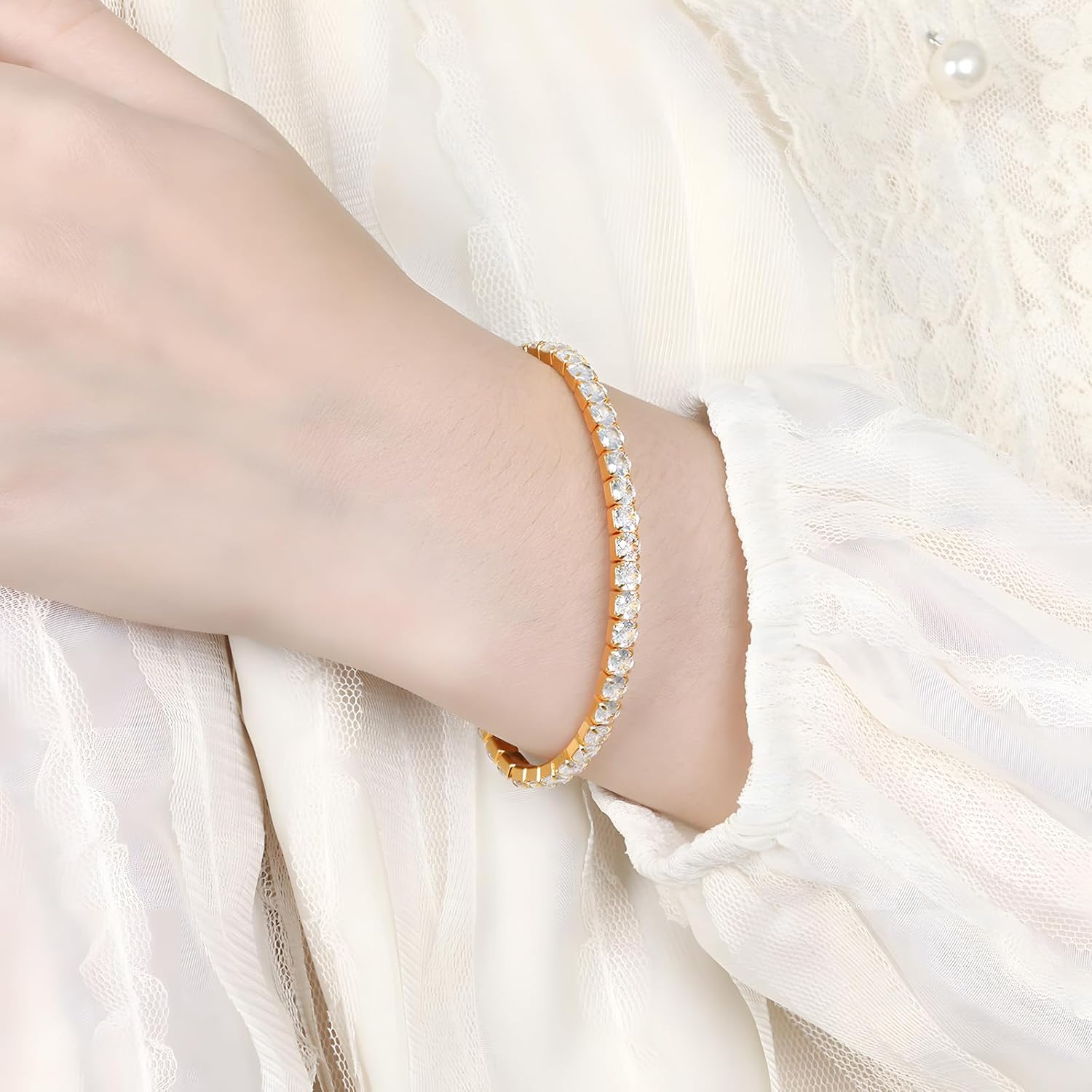 14K Gold Plated Tennis Bracelets Silver Plated Zirconia Tennis Bracelet