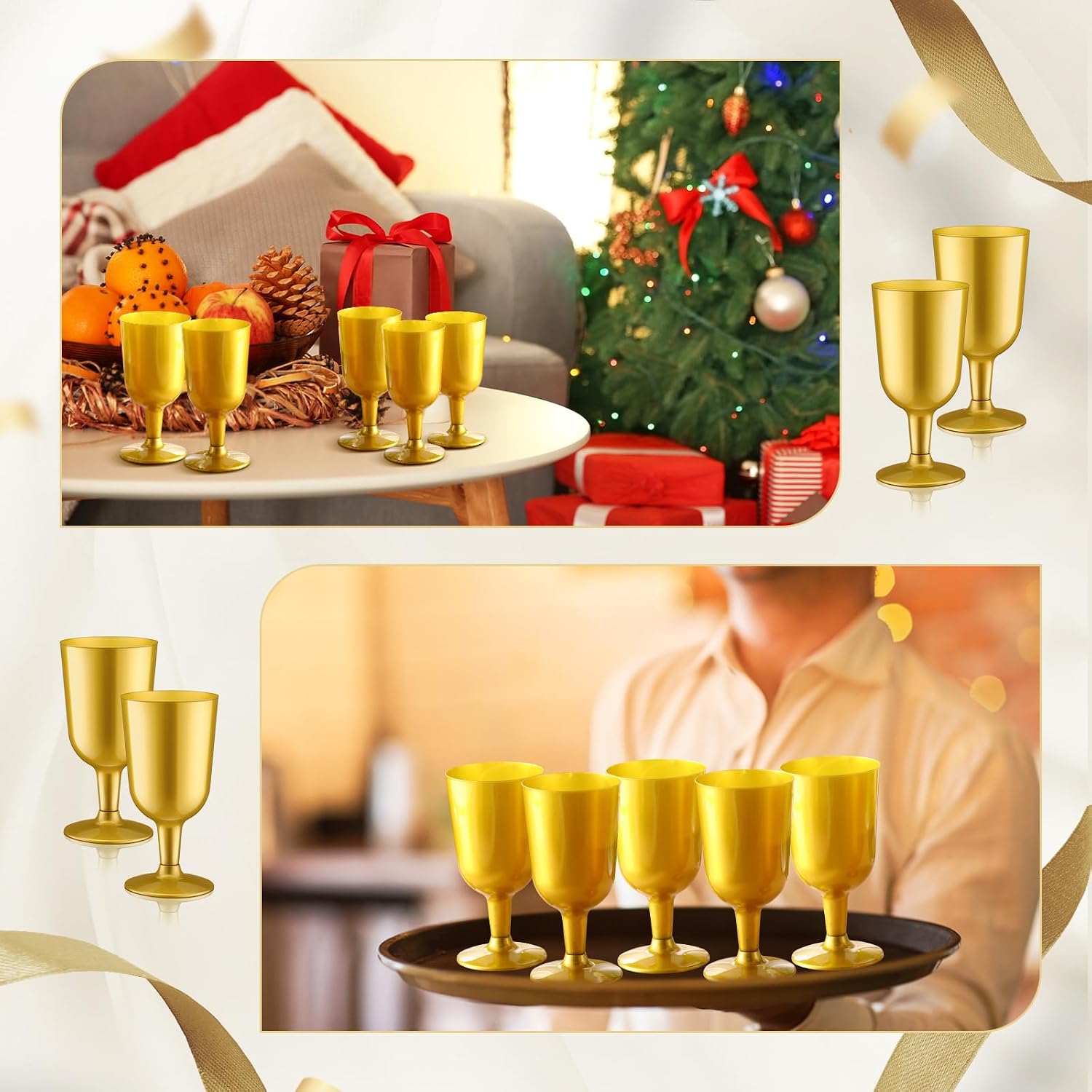 Jingmore 96 Pcs Disposable Plastic Wine Glasses 7 oz Plastic Goblets Party Wine Cups Hard Drinking Glasses with Stem Stackable Goblets Champagne Flutes for Wedding Toasting Birthday Party Supplies