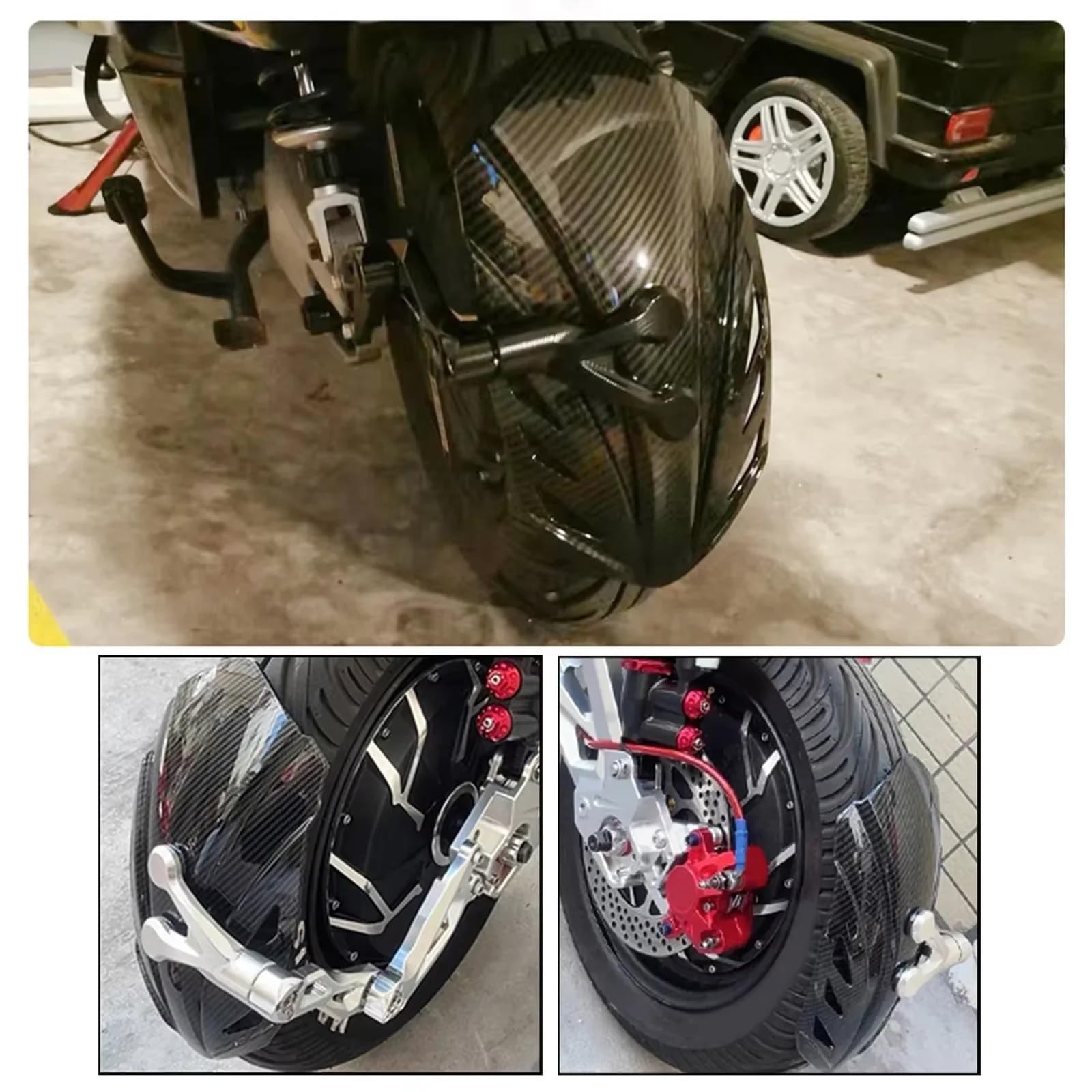 Staffa per parafango posteriore moto: compatibile con pneumatici da 10", ala in alluminio regolabile e ruotabile a 360° protezione forcella(Blue)