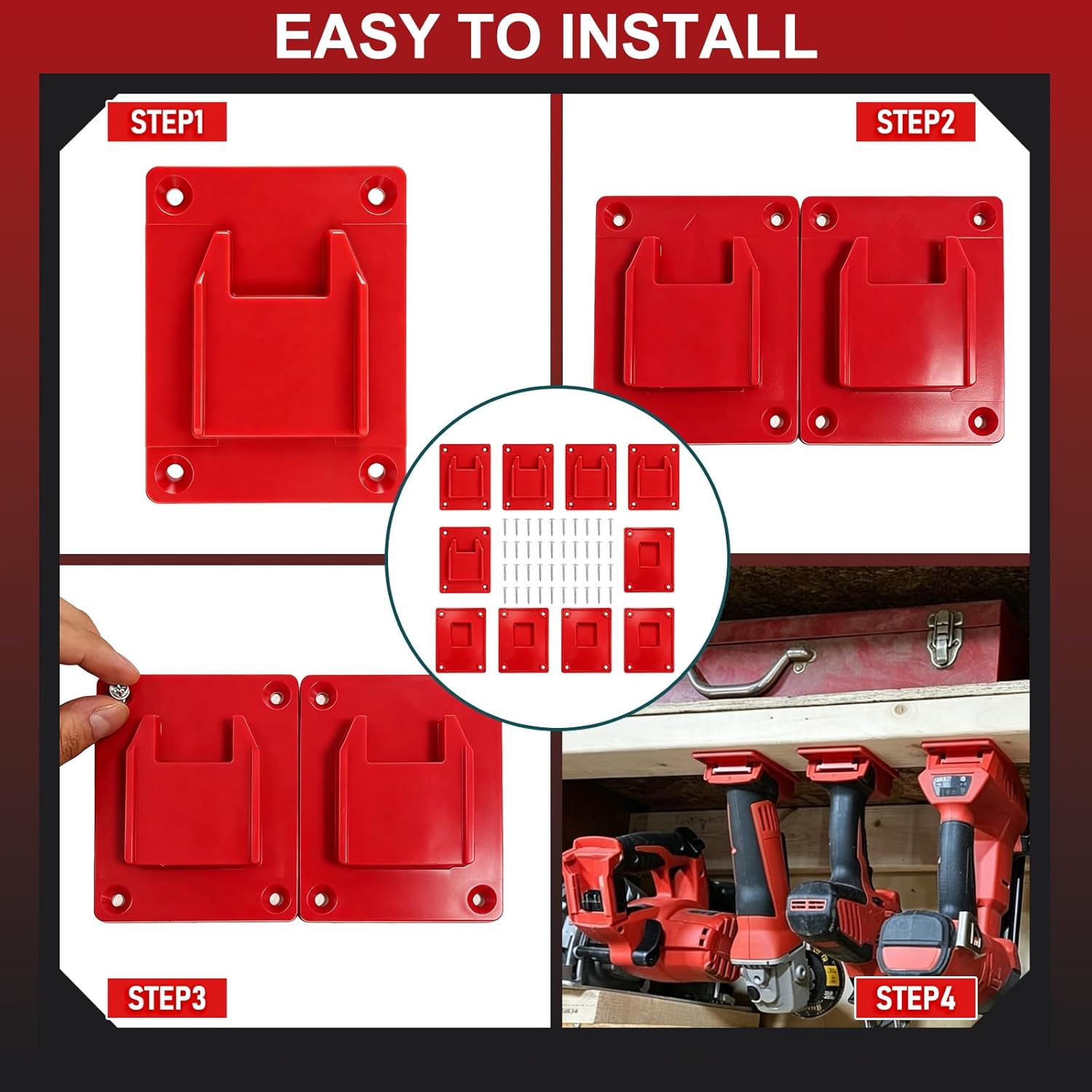10Pack Tool Mount Holder With Screws for Milwaukee M18 18v Cordless Power Tools, Heavy Duty Drill holder Wall Mount Fit Milwaukee M18 18V Drill/Driver 2804-22 2803-22 2803-20 2804-20 2604-20 view 5