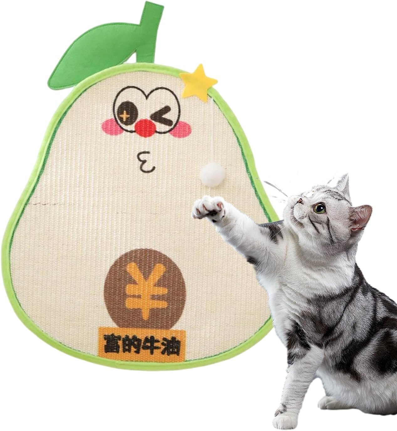 Cat Scratching - Mat Self-Adhesive Avocado-Shaped Sisal Protector, Vertical Cat Scratcher for Indoor Use, Kittens, Couches, Bedroom Furniture, Home Exercise and Play
