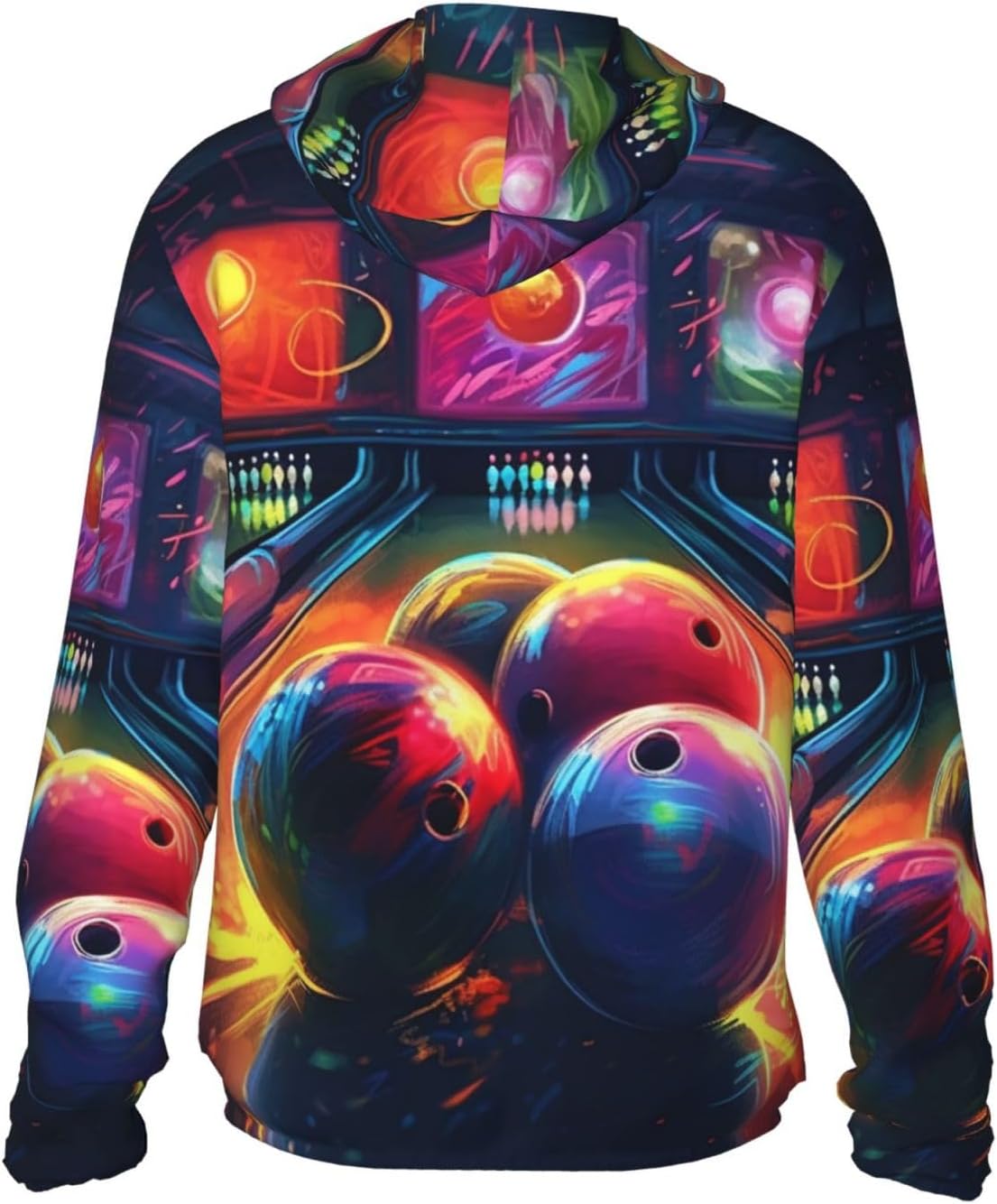 Bowling Balls Print Sun Protection Hoodie Jacket Full Zip Long Sleeve Sun Shirt with Pockets for Outdoor Black