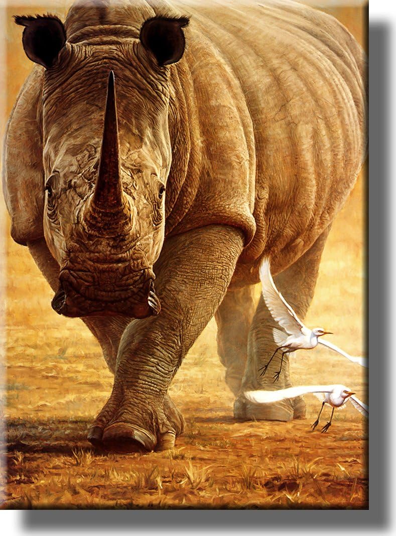 ArtWorks Decor Rhino Wildlife Safari Picture on Stretched Canvas, Wall Art Décor, Ready to Hang!