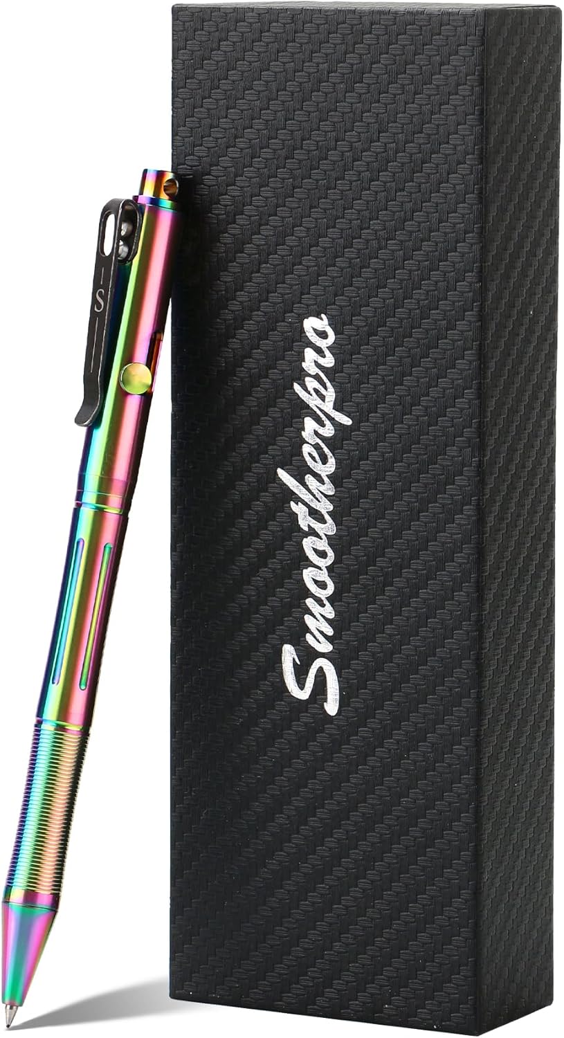 SMOOTHERPRO Titanium Bolt Action Pen Compatible with Pilot G2 Refill Stainless Steel Pocket Clip for EDC Signature Business Writing Journaling Color Multicolor(RG342)
