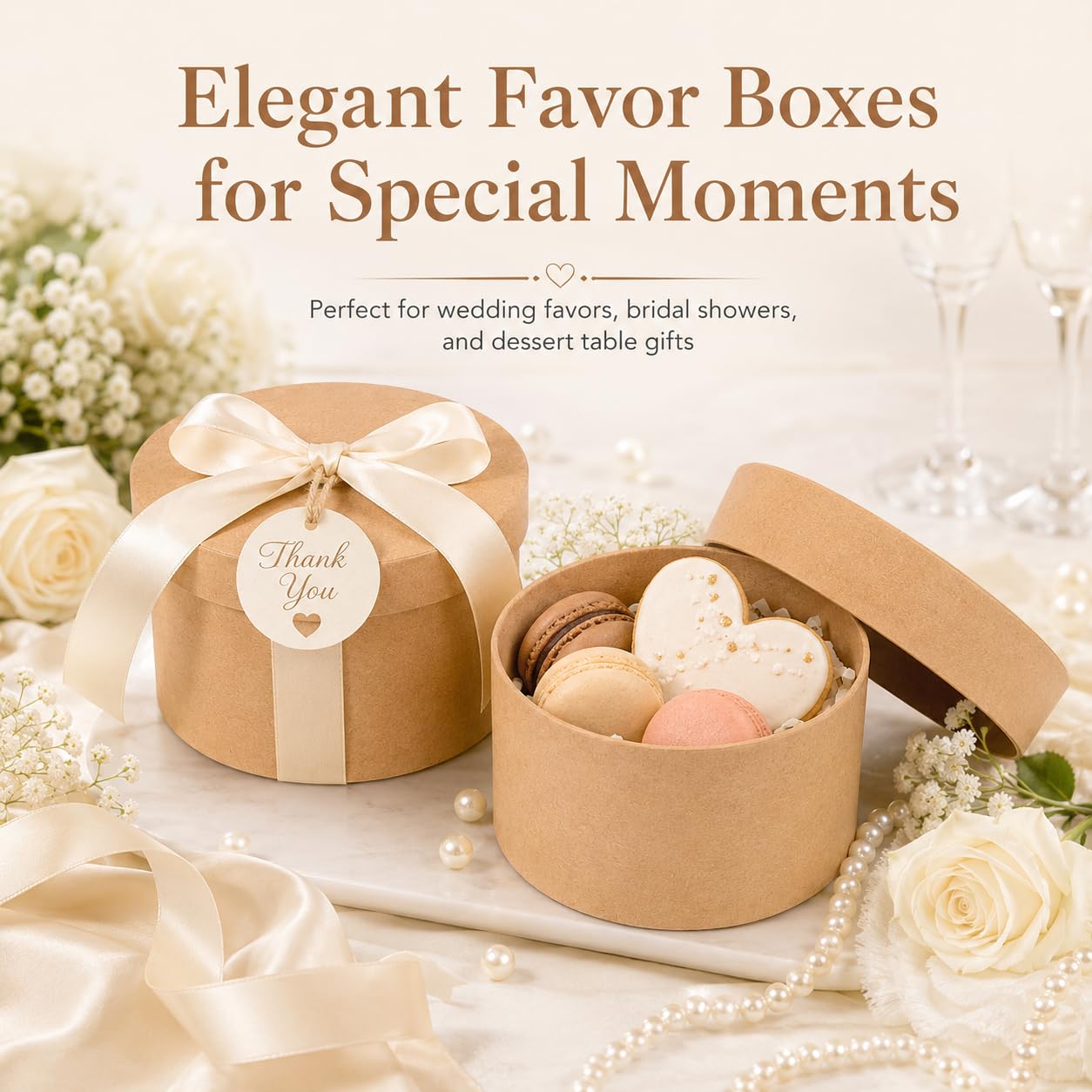 Paquete de 5 cajas redondas de papel kraft para galletas con tapas, contenedor circular de cartón de 5.5 pulgadas para embalaje de postres, soportes vacíos de papel maché para cupcakes, panadería