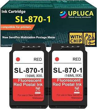 SL-870-1 Fluorescent Red Ink Cartridge Replacement for Pitney Bowes SL870-1 Red Ink Cartridges Works for New SendPro Mailstation Postage Meter 16ML * 2 Pack