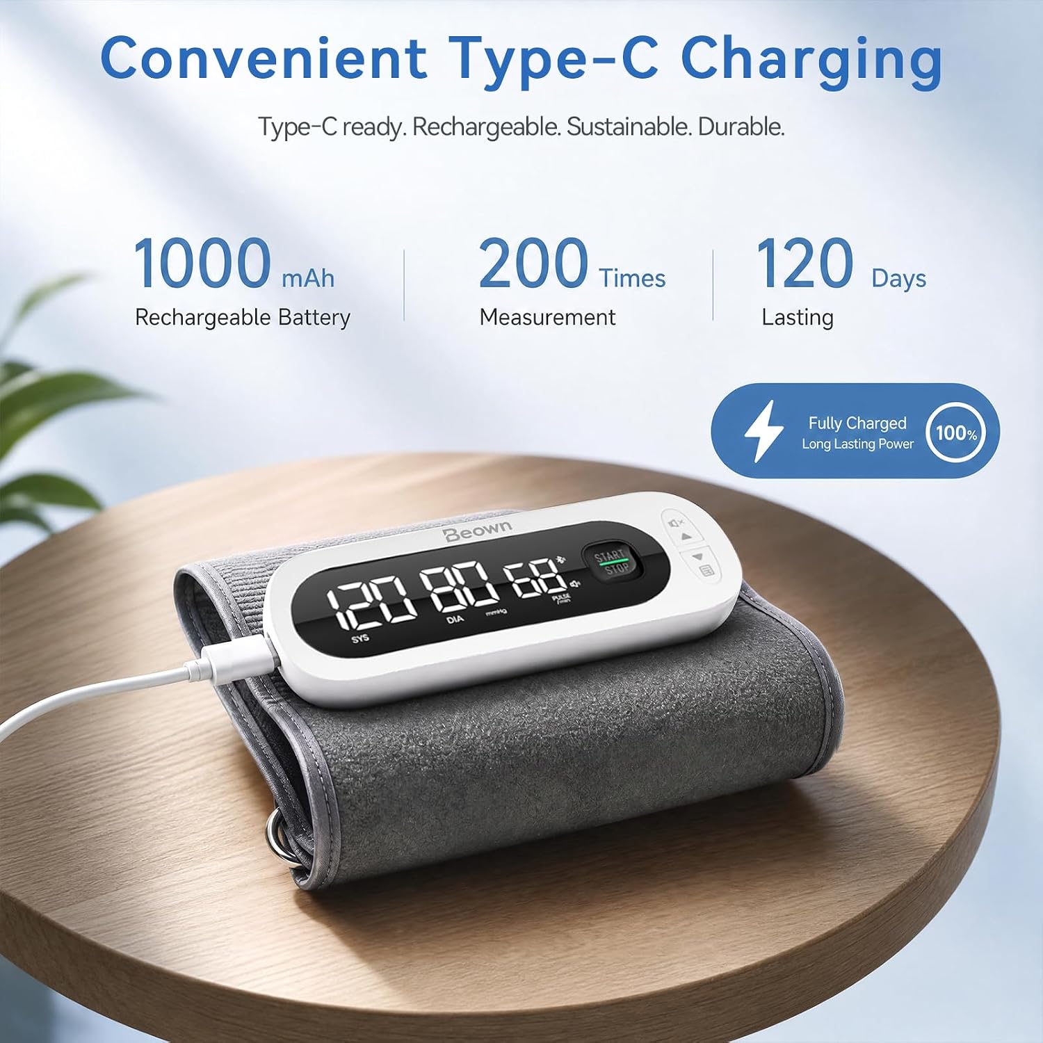 Bluetooth Blood Pressure Monitor Upper Arm, FDA-Cleared BP Machine with App