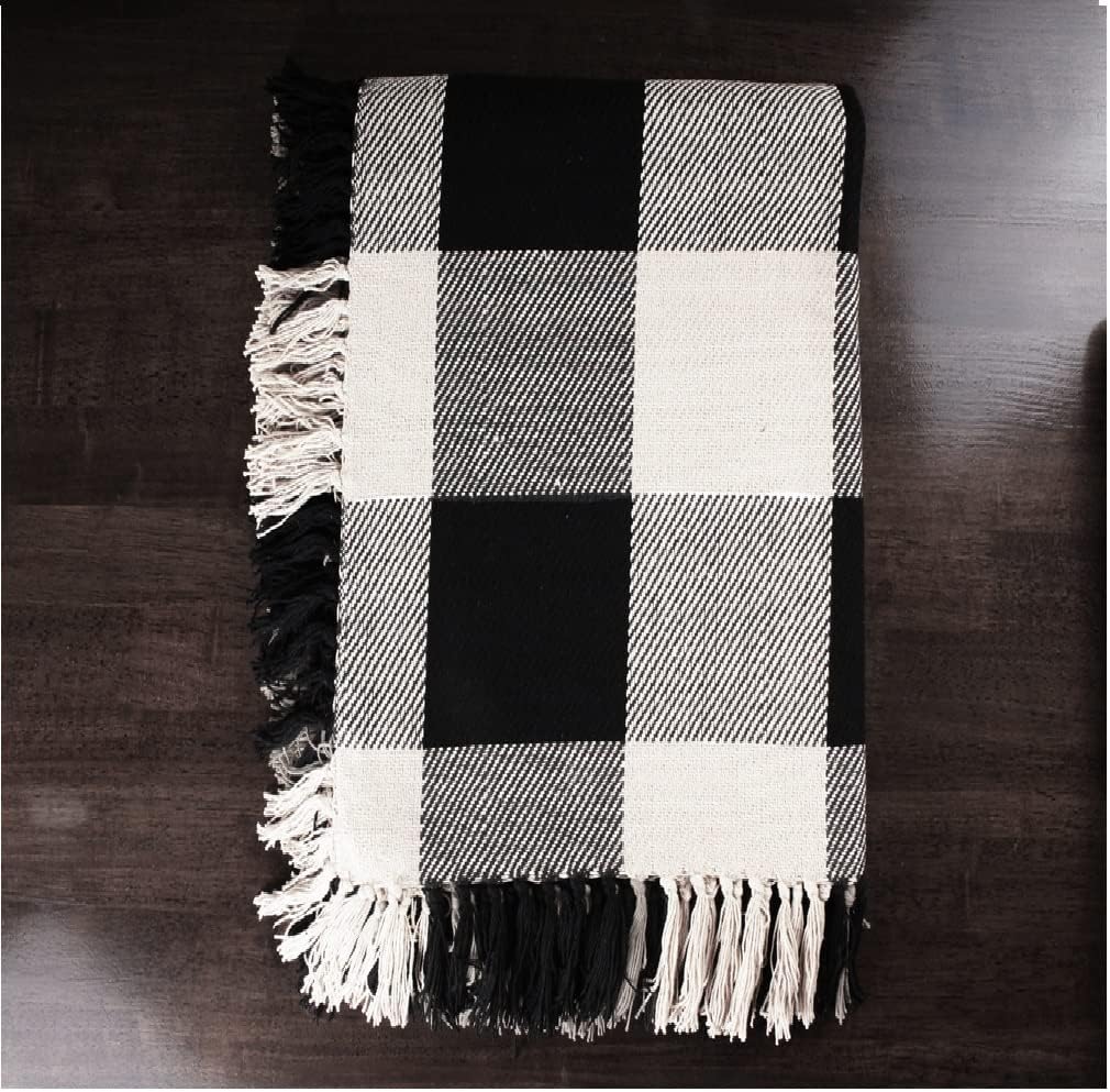 Home Collection by Raghu Buffalo Check Black 50"x60" Afghan Blanket, Multi