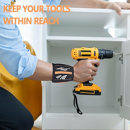 Miniatura 2 de Pulsera magnética para herramientas, tornillos, clavos y brocas, pulsera magnética hecha de 15 imanes fuertes, soporte magnético para tornillos de