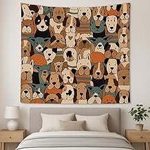 منسوج حائط لمحبي الكلاب مقاس 150 × 150 سم - لوحة فنية لطيفة للحيوانات الاليفة لغرفة النوم وغرفة المعيشة ومحبي الحيوانات
