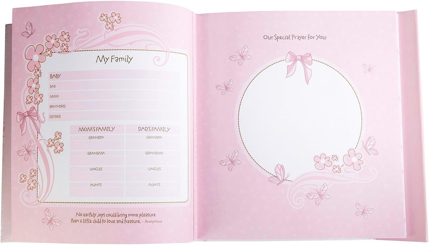 Christian Art Gifts Girl Baby Book of Memories Pink Keepsake Photo Album | Our Baby Girl Memory Book with Bible Verses, First Year (Pack of 2)