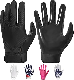 RIGWARL Sticky Grip Football Receiver Gloves for Men, Youth Kids - Super Tacky Silicone Palm, Breathable, Durable Fit Ages 8-12+