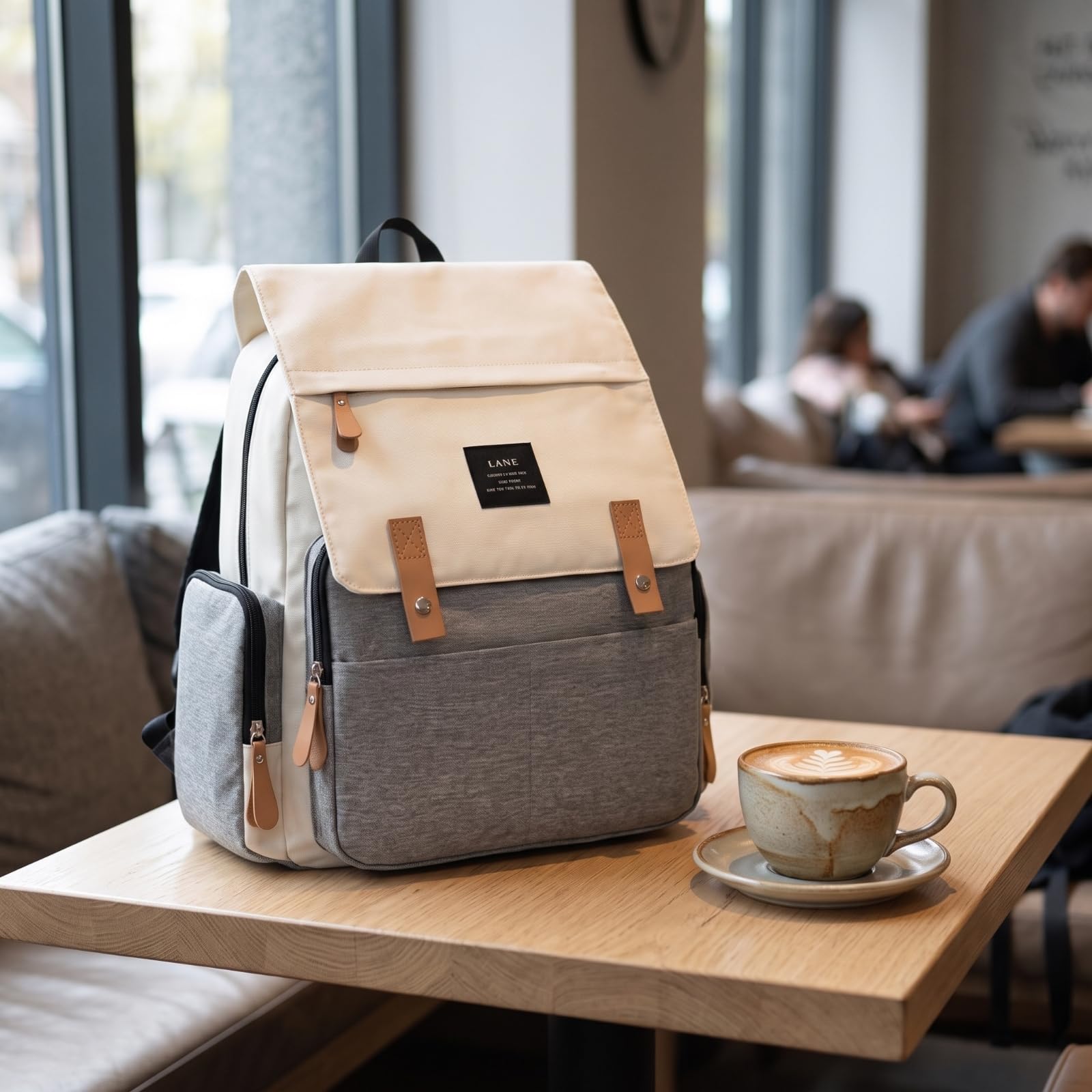 Zaino con Flap Funzionale Zaino Multitasche Casual Zainetto per Pendolari, Lavoro, Università, Array, Nero
