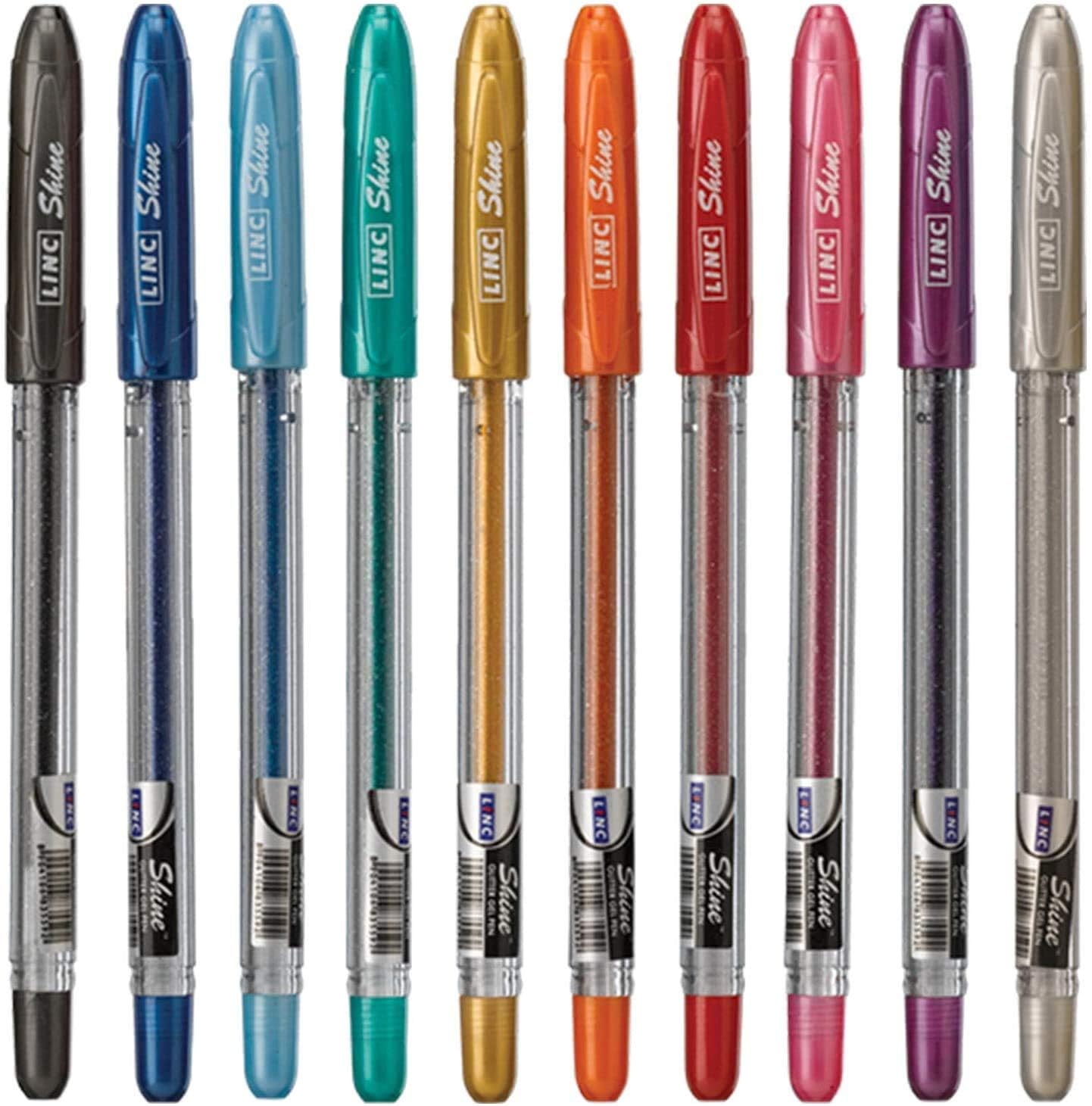 Shine glitter gel pen 10 pk - Assorted