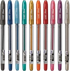 linc Shine Glitter Gel Pen 10 CT Assorted 1 0mm Medium Tip Size Contoured Grip Broad for Thick