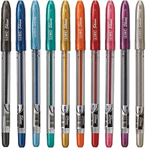 linc Shine Glitter Gel Pen 10 CT Assorted 1 0mm Medium Tip Size Contoured Grip Broad for Thick