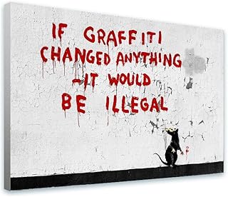Alonline Art - If Graffitti Changed Anything by Banksy | Framed Stretched Canvas (Synthetic) on a Ready to Hang Frame - Gallery Wrapped | 30