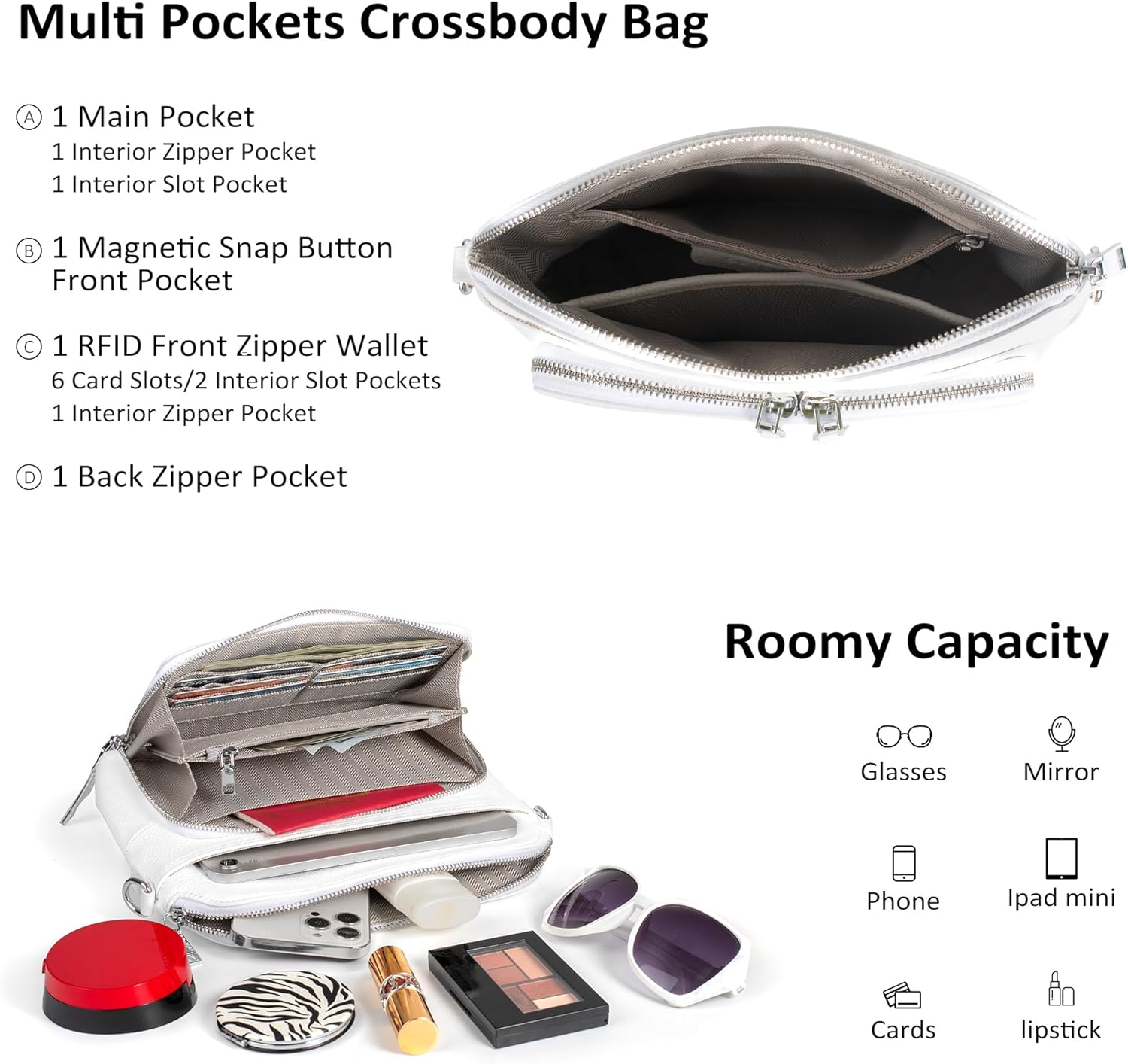 befen Genuine Leather Crossbody Purses for Women, Women's Small Crossbody Shoulder Bag with Built in RFID Wallet - Image 4