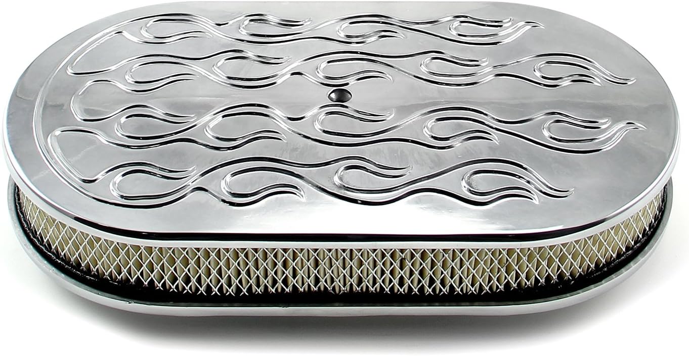 Speedmaster PCE104.1010.05 15" x 2" Oval Flamed Polished Aluminum Air Cleaner Kit