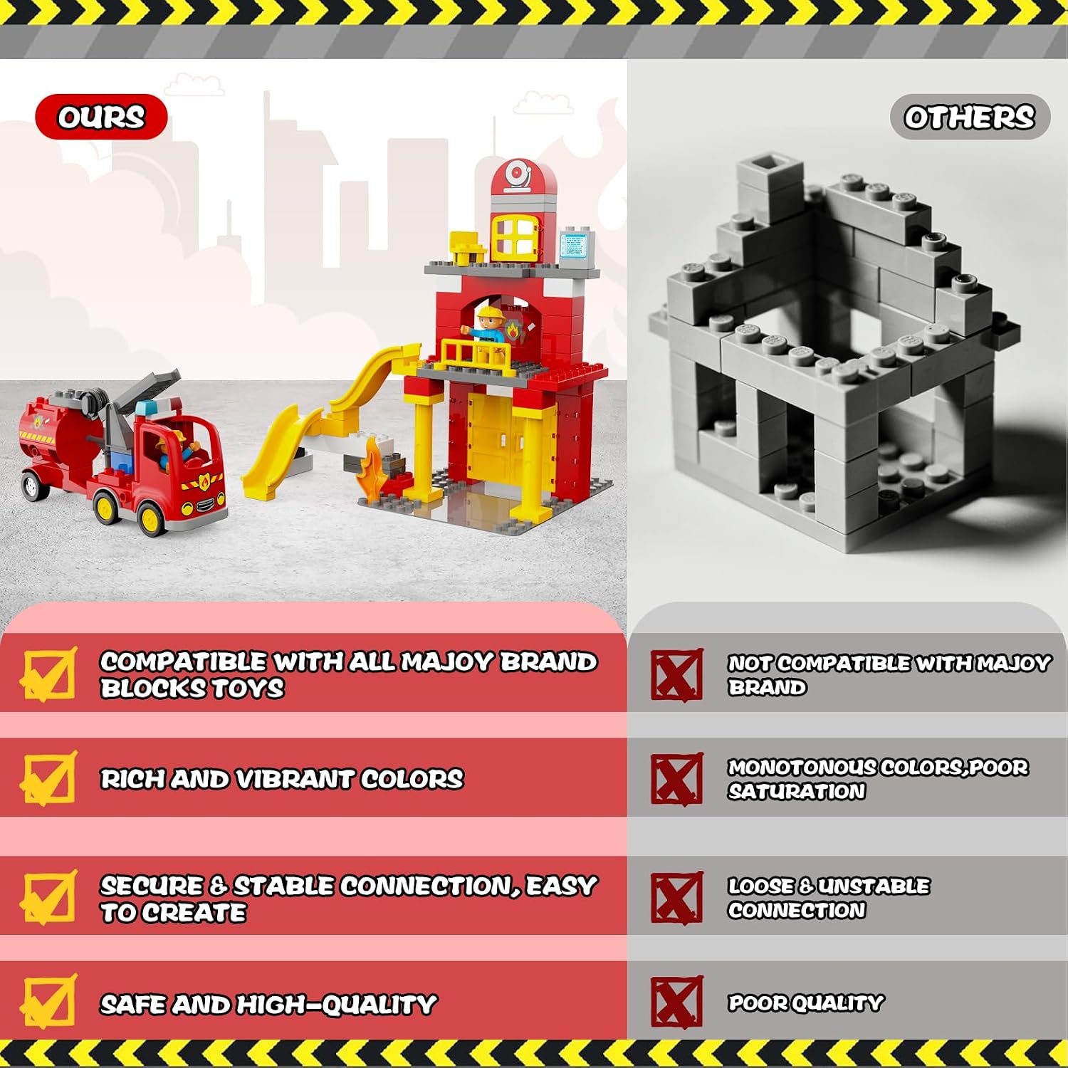Fire Station Playset Classic Big Building Blocks Fire Station Toy image 4