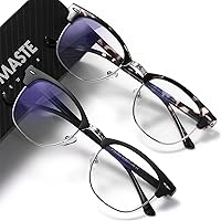 Vista 116 de Lentes Aomaste con bloqueo de luz azul, retro, con semi montura, UV400, lentes transparentes para computadora, unisex