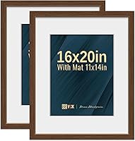 Vista 114 de VCK Paquete de 2 portarretratos de 8 x 10 pulgadas, roble natural, madera de alta gama con vidrio templado, para fotos de 5 x 7 pulgadas