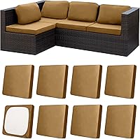 Vista 20 de Juego de 12 fundas de almohada y cojines para exteriores, 8 fundas de asiento + 4 fundas de almohada, fundas elásticas para muebles de patio