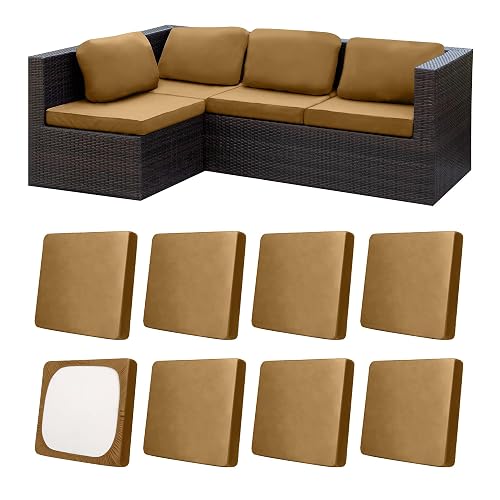 8Pcs Patio Cushion Covers,Outdoor Cushions Covers,Stretch Cushion Covers Replacement, Washable