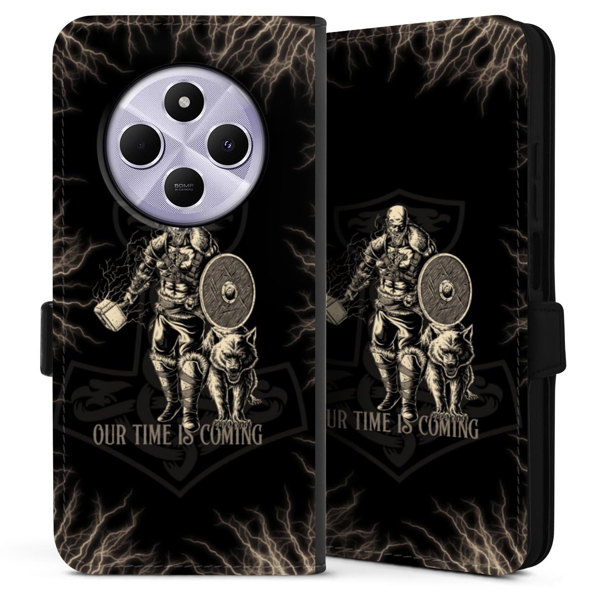 Etui Compatible avec Xiaomi Redmi 14C Etui Folio Etui magnetique Vikings Viking Motif de série