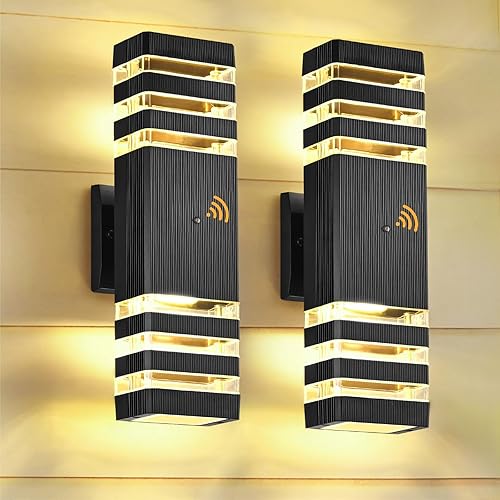 Miniatura 8 de Lámpara de pared al aire libre del anochecer al amanecer, luces de porche arriba y abajo, montaje en pared al aire libre, lámpara exterior