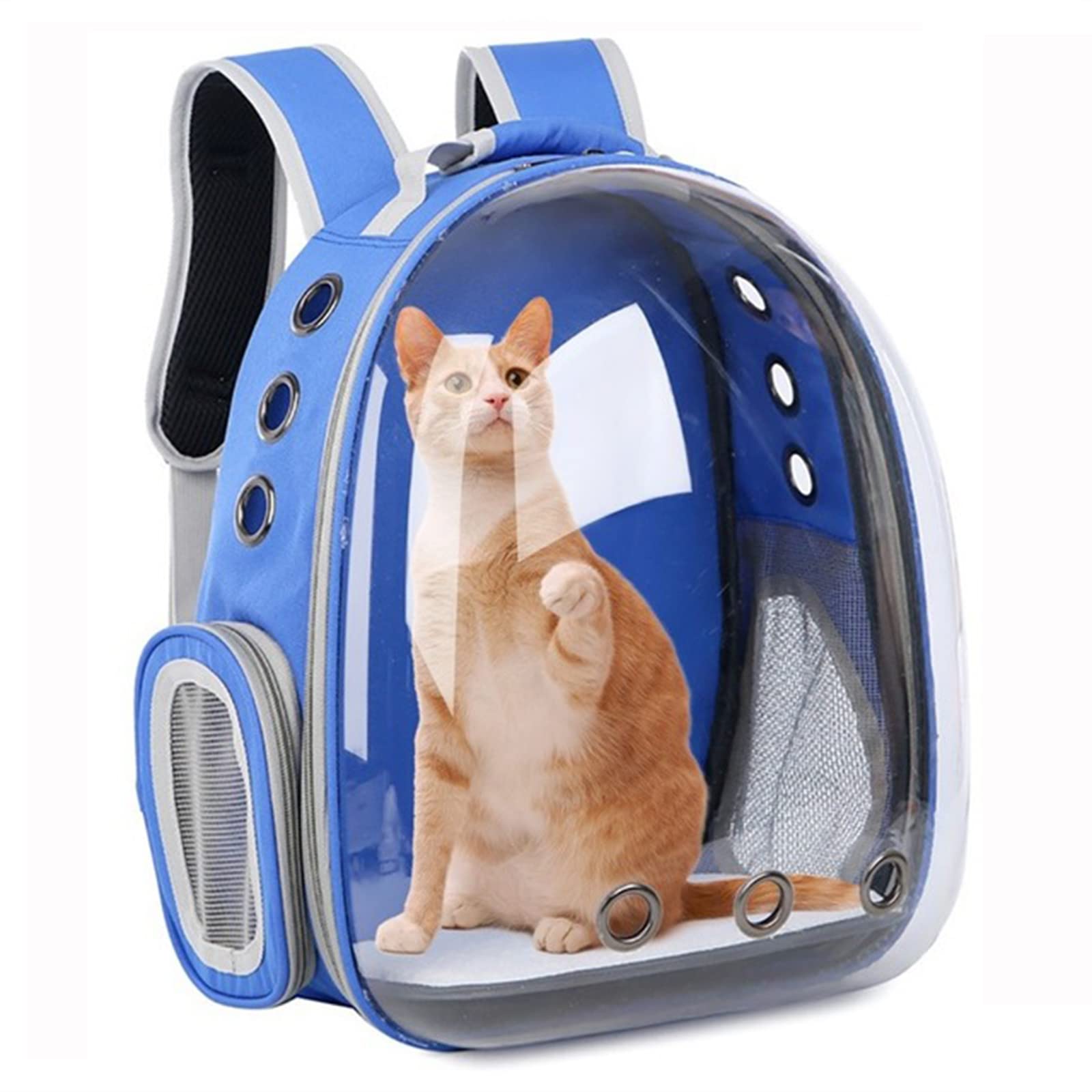 liuwei Mochila para Mascotas, Mochila Transparente para Gatos, Mochila portátil para Viajes al Aire Libre con ventilación para Perros,Azul