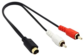 Gold-Plated 4-Pin Mini-DIN S-Video Male to 2 RCA Male Audio Y Splitter Extension Adapter Cable S-Video 4-Pin Mini DIN Y Video Splitter Cable 25 cm/1 Piece