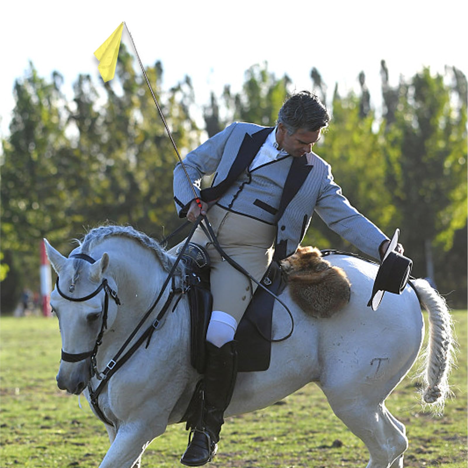 Drapeau D'entraînement Pour Chevaux Télescopique - Longueur 120 Cm, Drapeau 44 Cm, Couleurs Vives, Manche En Métal