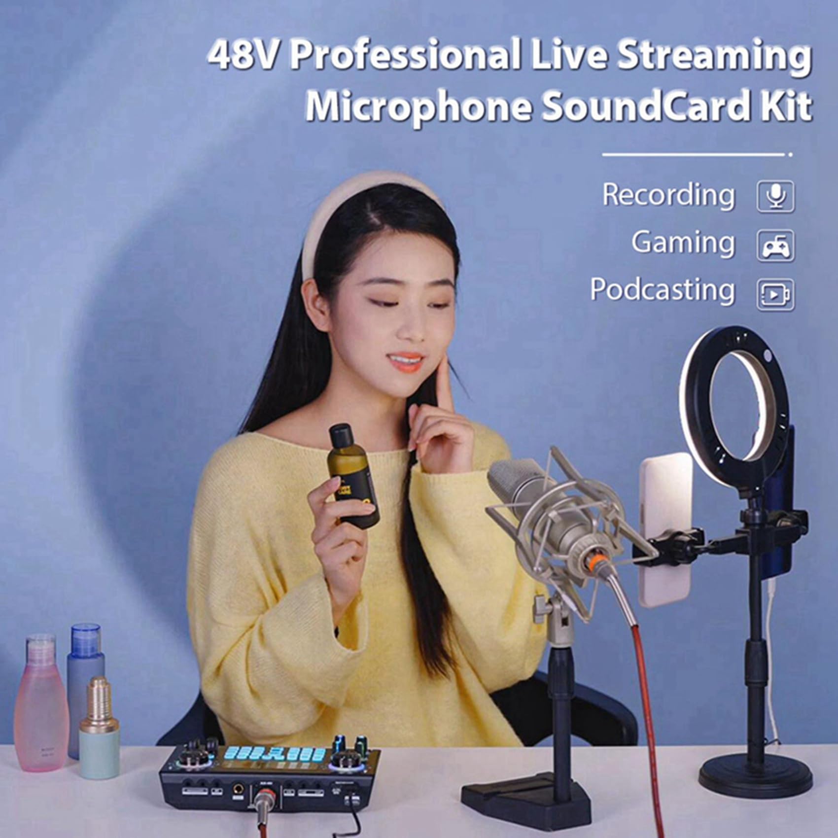 Profesjonalna karta dźwiękowa na żywo do podcastów mikser DJ sprzęt mikser audio do nagrywania komputera śpiewanie strumieniowanie gier