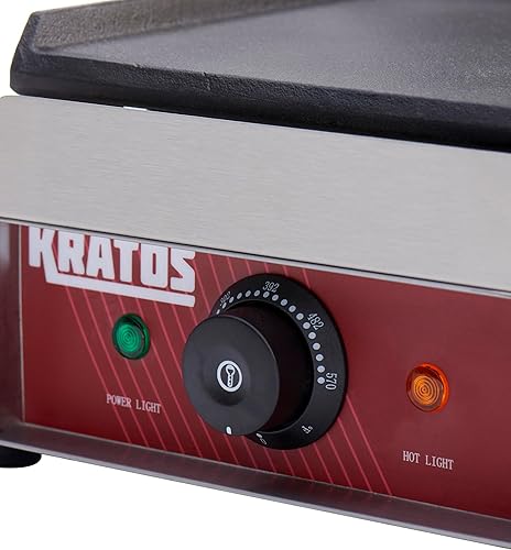 Miniatura 55 de Kratos Parrilla de sándwich Panini eléctrica comercial con placas ranuradas, superficie de cocción de 18.7 x 9 pulgadas, prensa Panini de encimera
