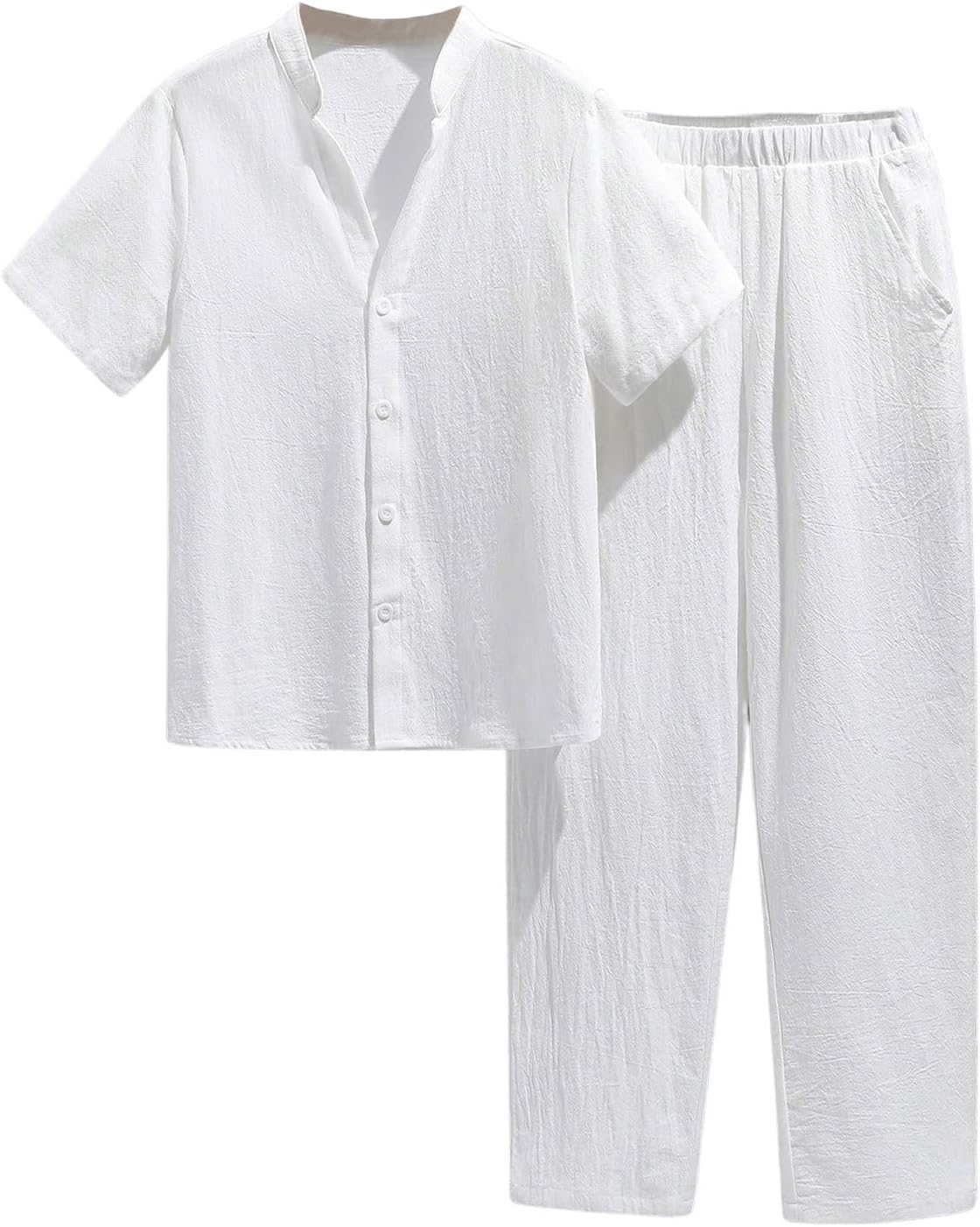 GORGLITTER Boy's 2 Piece Clothing Sets Button Down Collar Neck Shirt and Elastic Waist Pants Set