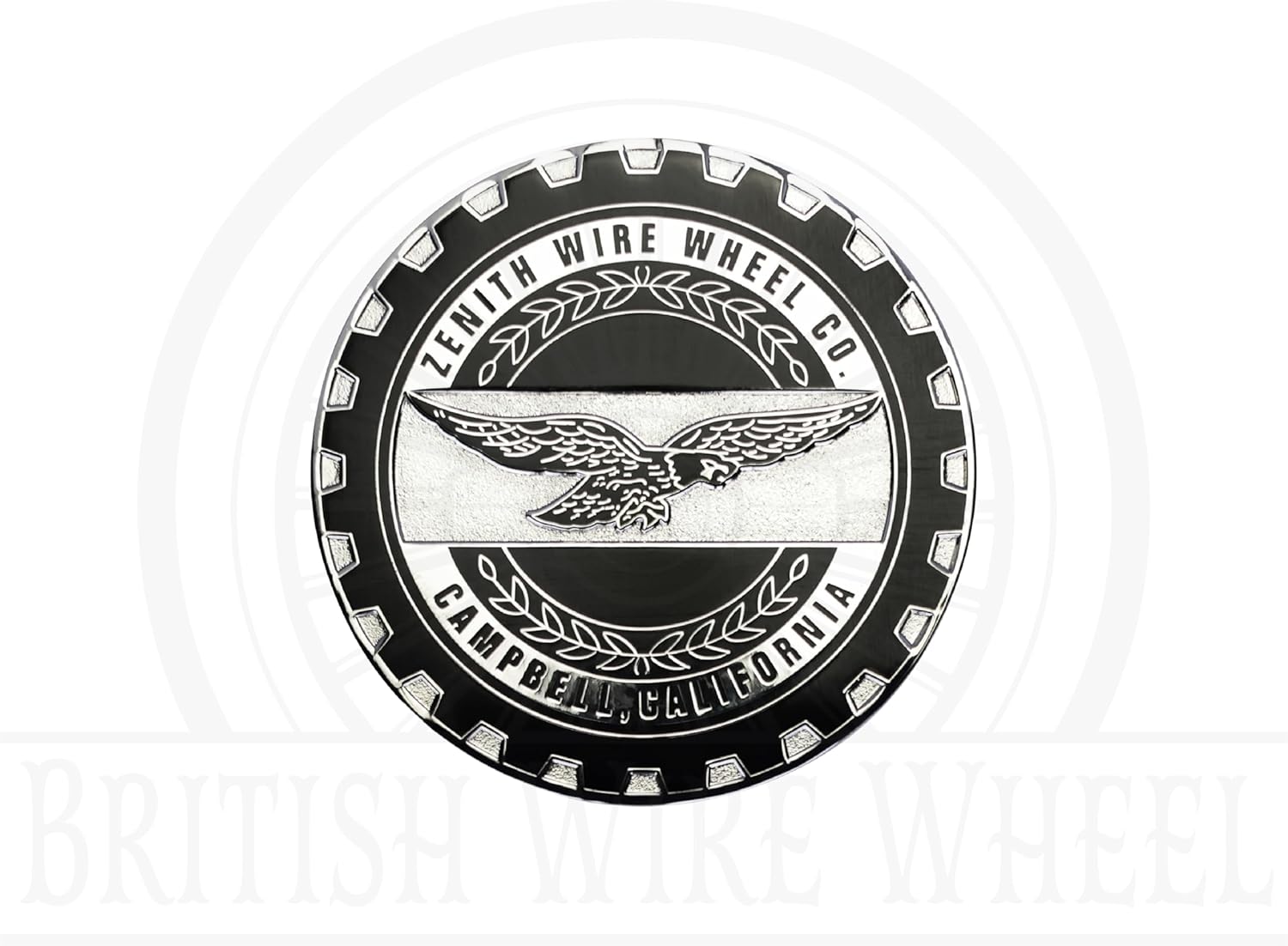Zenith Chrome & Black Metal Wheel Chip Emblems (Set of 4) | Triple Chrome Plated Solid Metal Wheel Chip Emblems, 2.25" | for Lowriders with Cut or Recessed Knock Off Spinner Caps