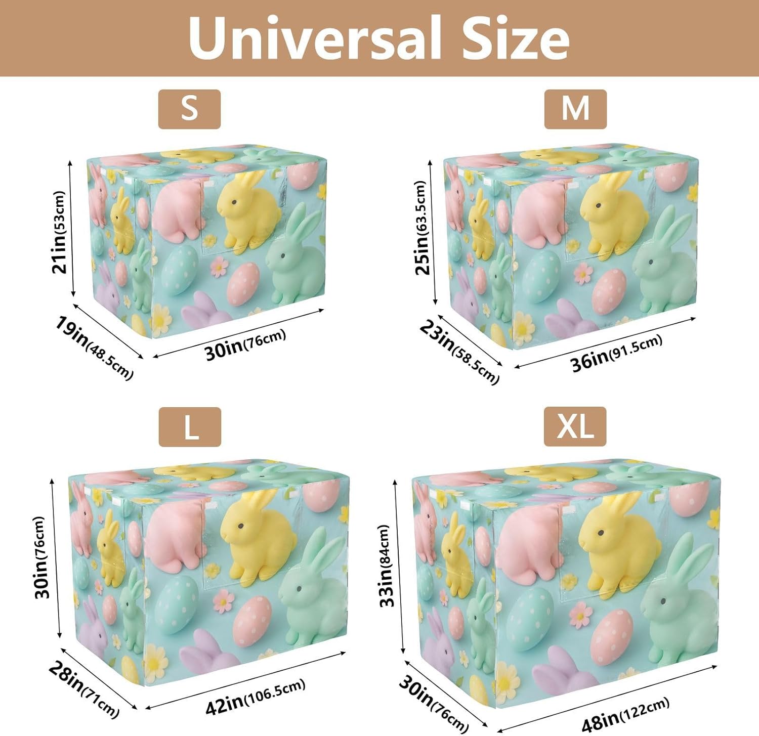 Spring Easter Bunnies Pastel Dog Crate Covers Roll-up Sides, Cage Cover for Puppies Training, X-Large