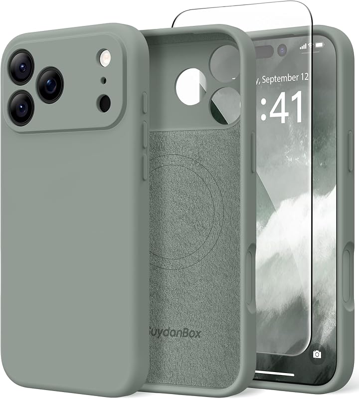 Magnetic for iPhone 17 Pro Max Case Silicone Calke Green | Fit for MagSafe, Screen Protector, Full Camera Protection, Silicone Shockproof Protective Phone Case for iPhone 17 Pro Max