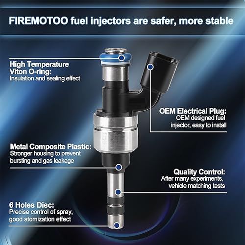 Miniatura 2 de Juego de 4 inyectores de combustible compatibles con GMC Terrain 2011-2017 Chevrolet Equinox 2011-2017 Buick Verano 2012-2017 Buick Lacrosse
