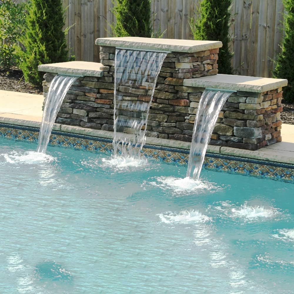 Waterfall Pool Fountain, Outdoor Waterfall Pool Fountain 304 Stainless Steel Waterfall Fountain for Garden Outdoor Pond