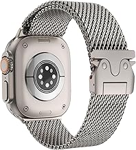 Metal Strap for Apple Watch Ultra 3/2/1 49mm, Parachute Style Buckle, Stainless Steel Milanese Bracelets for Series 11 10 9 8 7 6 5 4 SE 3 2 1, 49mm/46mm/45mm/44mm/1.65" 4 4 in 4 2/1 US