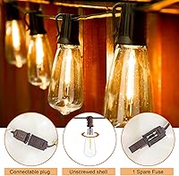 Vista 2 de ST40 - Tira de luces LED para exteriores de 20 pies con 22 bombillas Edison inastillables, base de tornillo C9/E17, luces impermeables de grado
